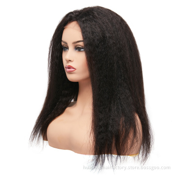180 Density Indian Remy Human Hair Kinky Straight Curly U Part Super Fine Swiss Lace Closure Half Wig